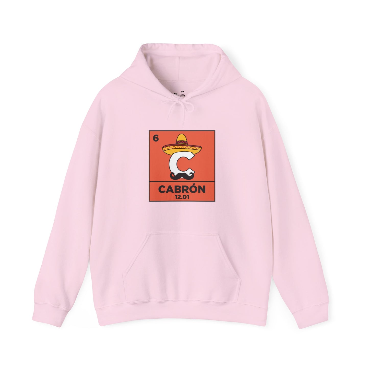 Cabron science parody hoodie featuring the carbon element with sombrero and mustache