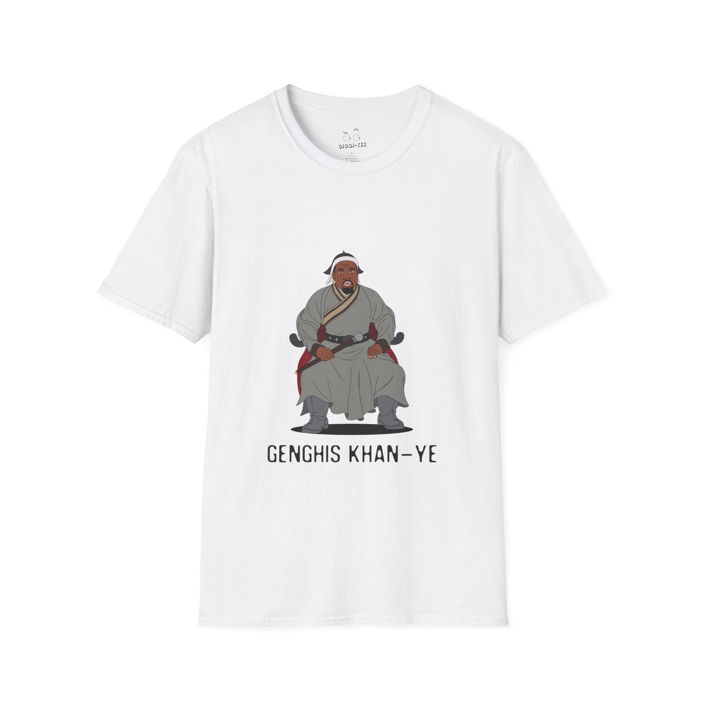 Genghis Khan Ye: Parody shirt illustration of Ye dressed as Genghis Khan in Mongolian armor. Funny hip hop culture pun.
