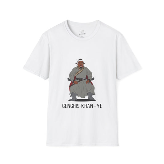 Genghis Khan Ye: Parody shirt illustration of Ye dressed as Genghis Khan in Mongolian armor. Funny hip hop culture pun.