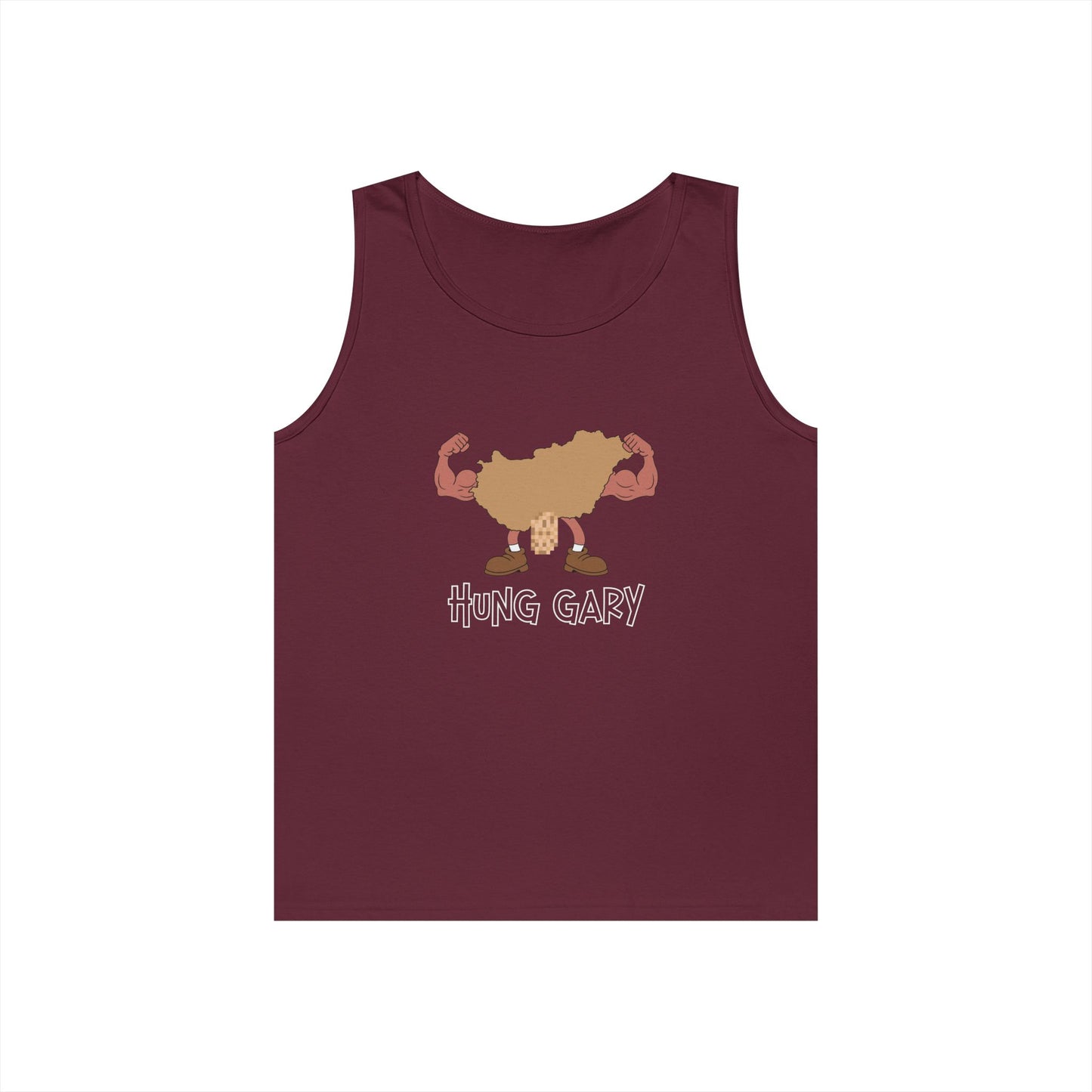 map of hungary flexing muscles hung gary pun parody funny tank top