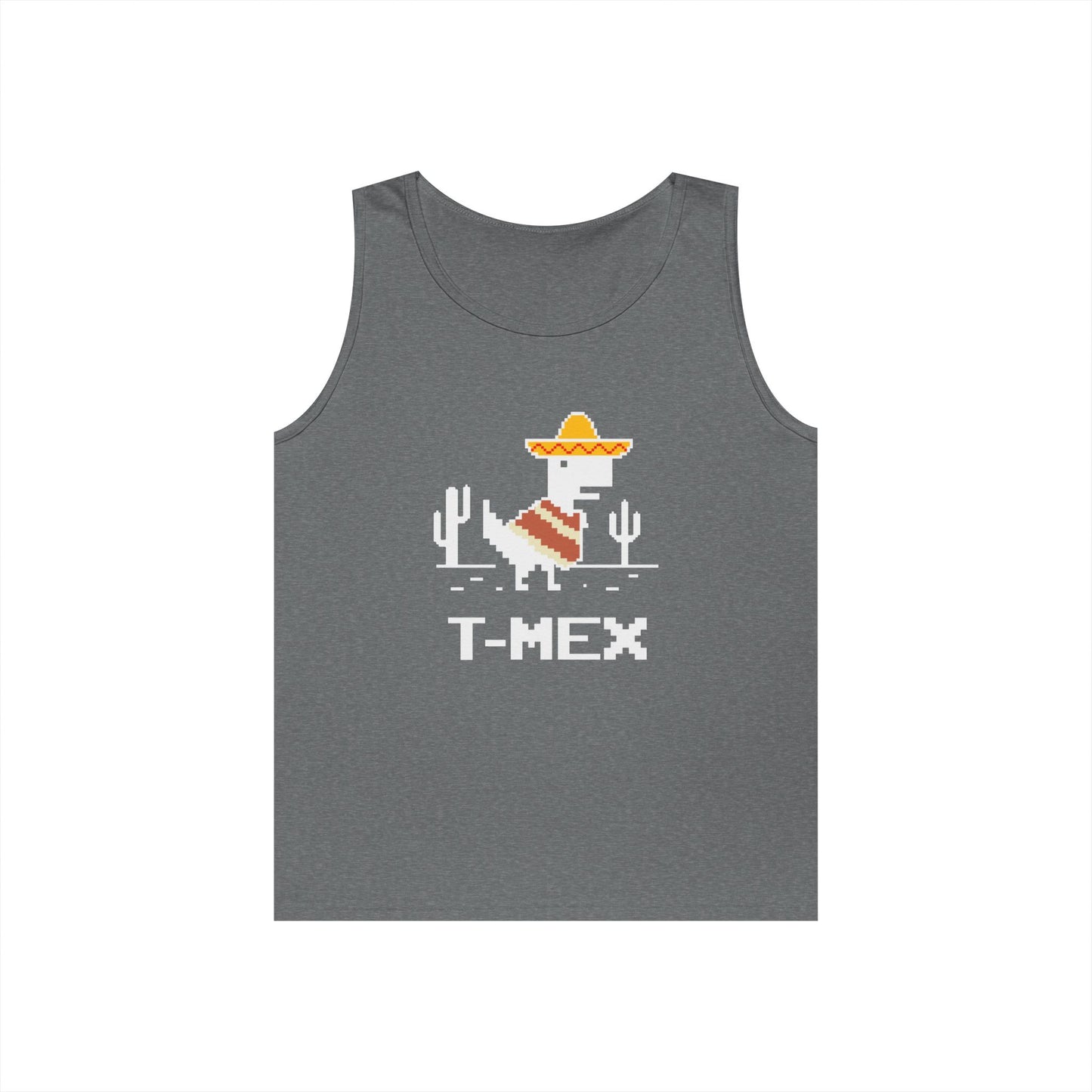 T-Mex Mexican T-Rex in sombrero and poncho 8-bit pixel art tank top