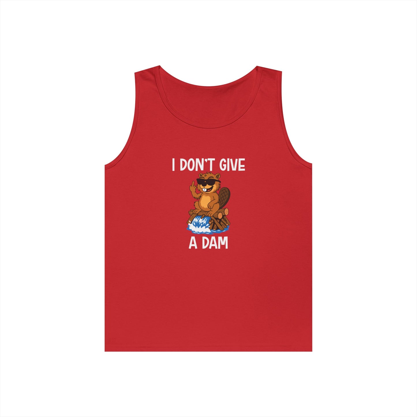 beaver on dam giving finger funny i don't give a damn tank top