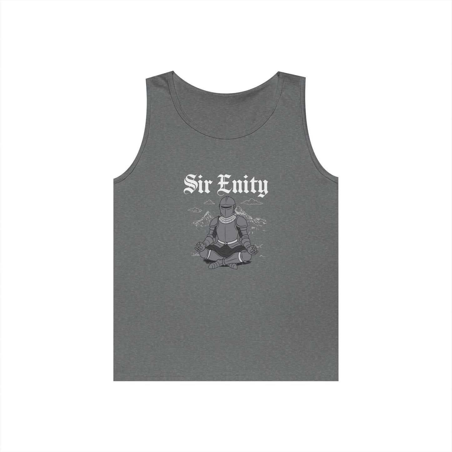 meditating knight in armor sir enity serenity pun tank top design