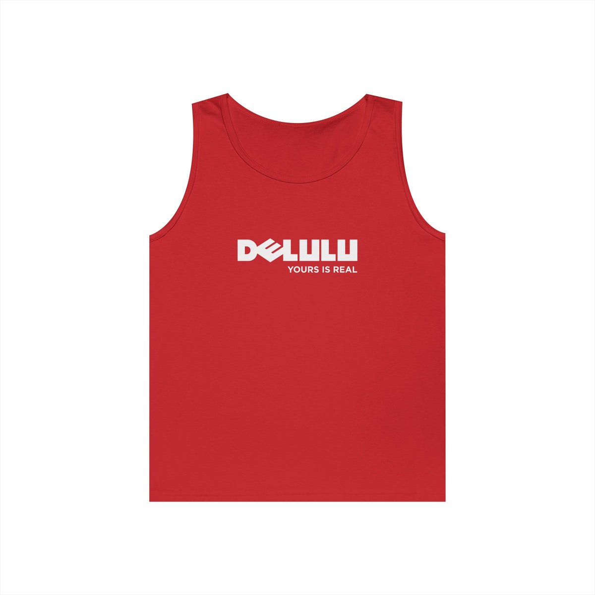 delulu parody logo yours is real slogan funny tank top design