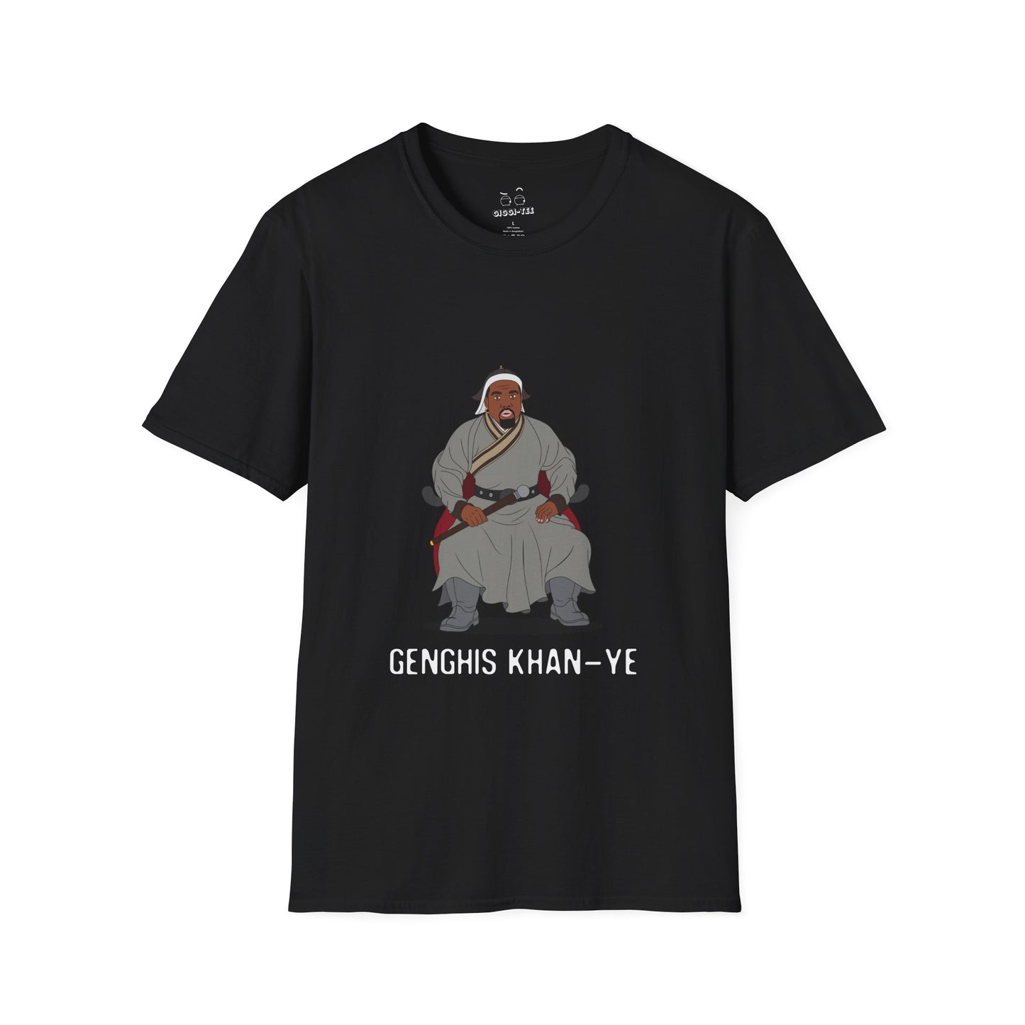 Genghis Khan Ye: Parody shirt illustration of Ye dressed as Genghis Khan in Mongolian armor. Funny hip hop culture pun.