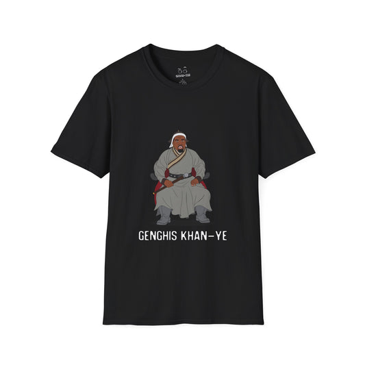 Genghis Khan Ye: Parody shirt illustration of Ye dressed as Genghis Khan in Mongolian armor. Funny hip hop culture pun.