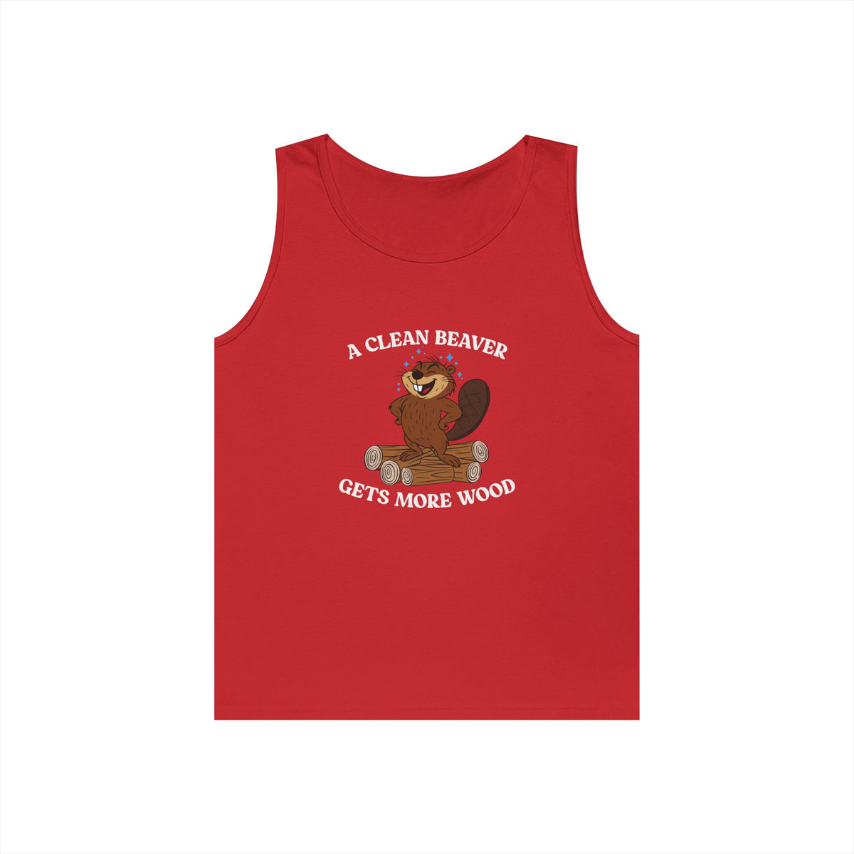 beaver standing on wood pile funny a clean beaver gets more wood adult pun tank top design