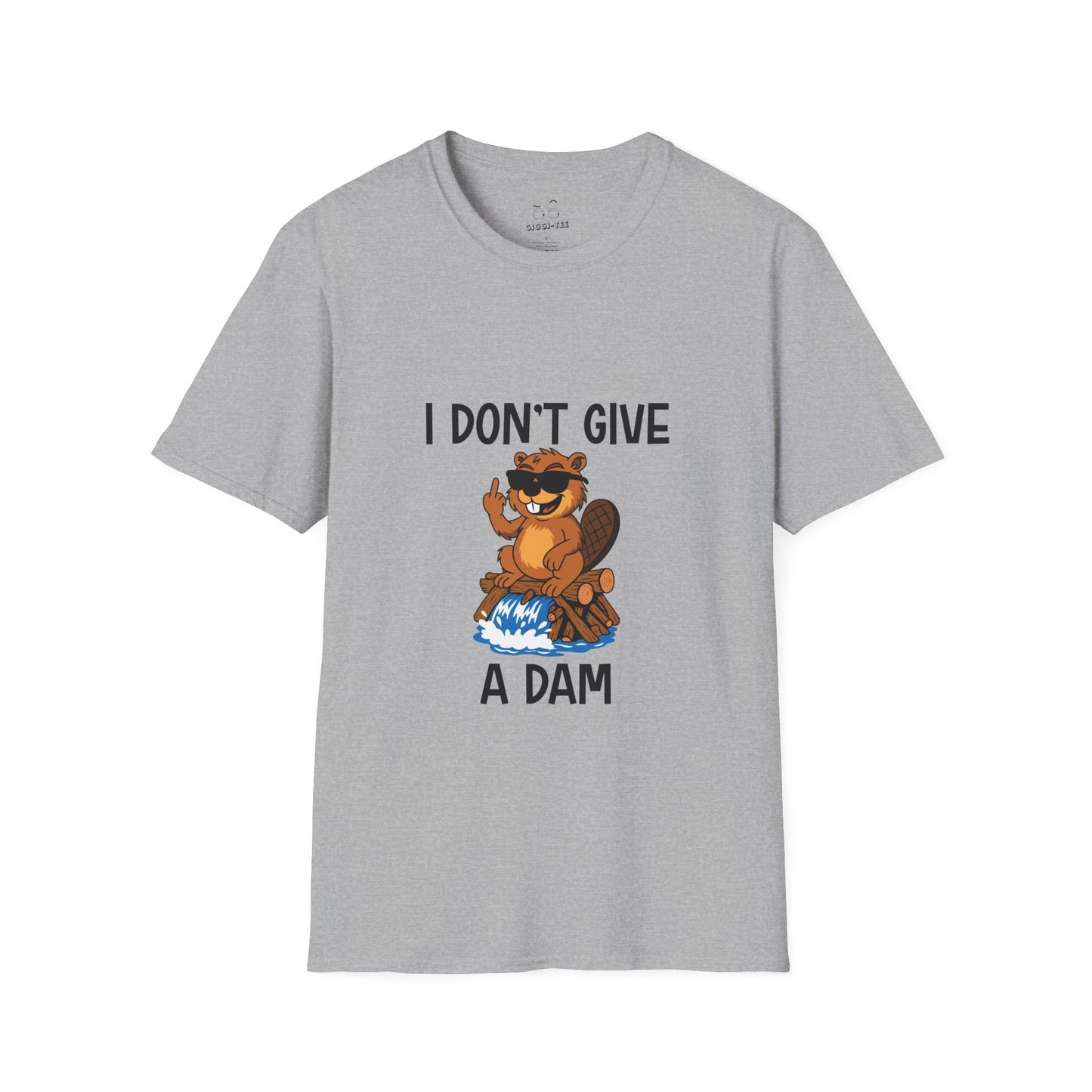 ‘I Don’t Give a Dam’ shirt featuring a cartoon beaver sitting on a dam and giving the middle finger.