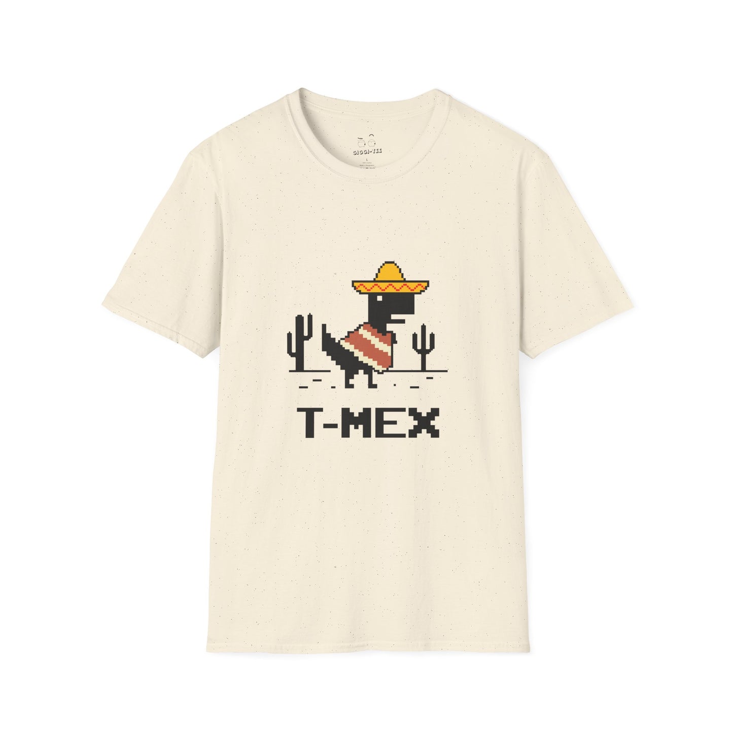 T-Mex Mexican T-Rex wearing a sombrero and poncho in 8-bit pixel art