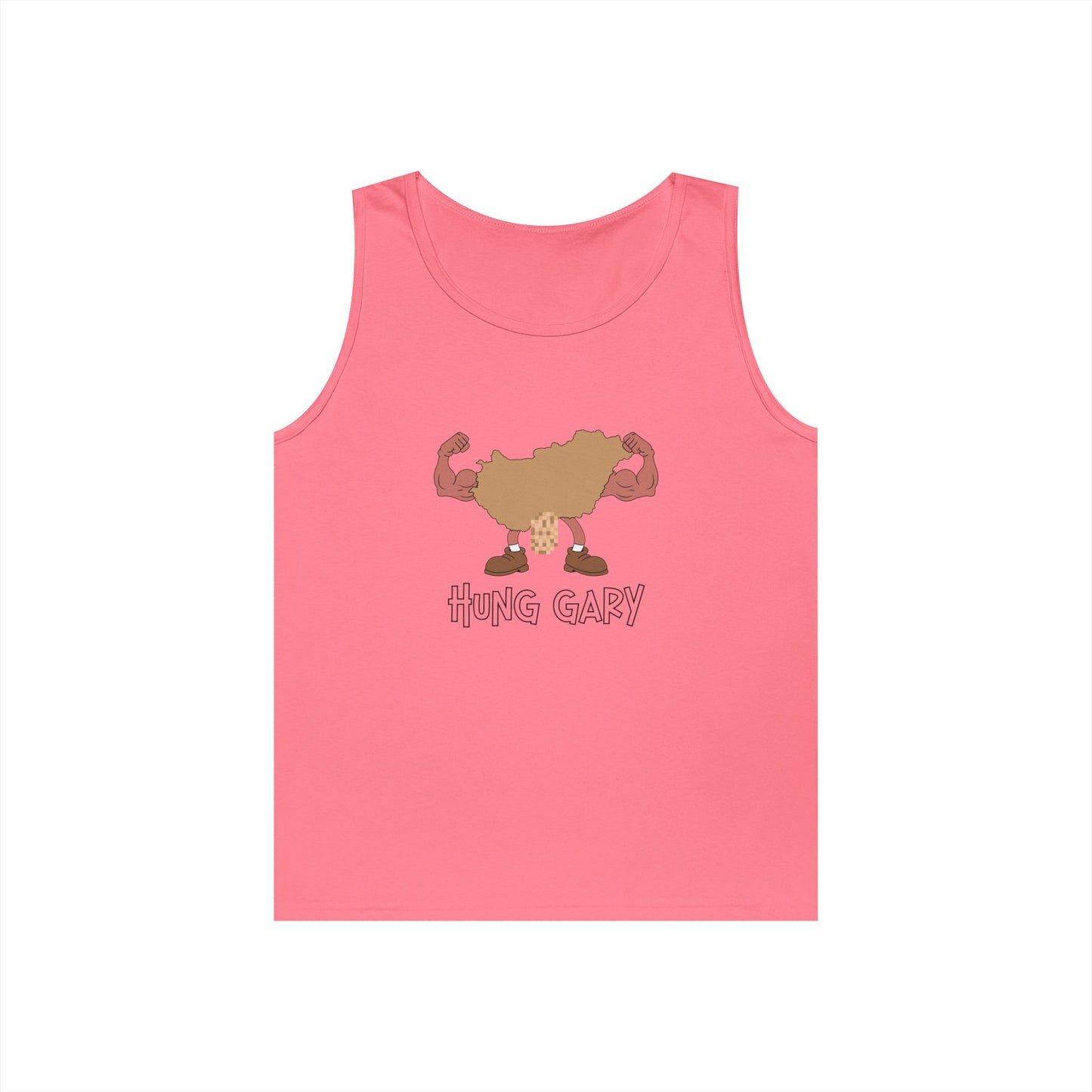 map of hungary flexing muscles hung gary pun parody funny tank top