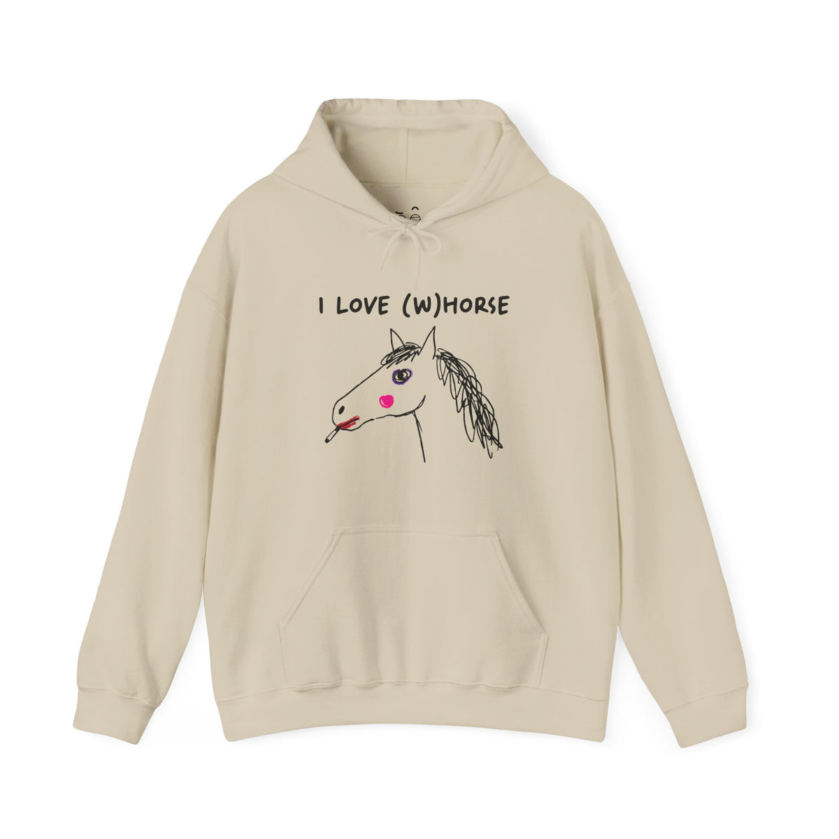 I Love (W)Horse funny smoking horse with makeup hand-drawn style hoodie