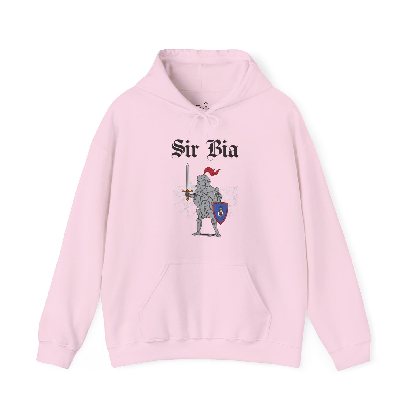 Sir Bia parody hoodie featuring the map of Serbia as a knight in armor