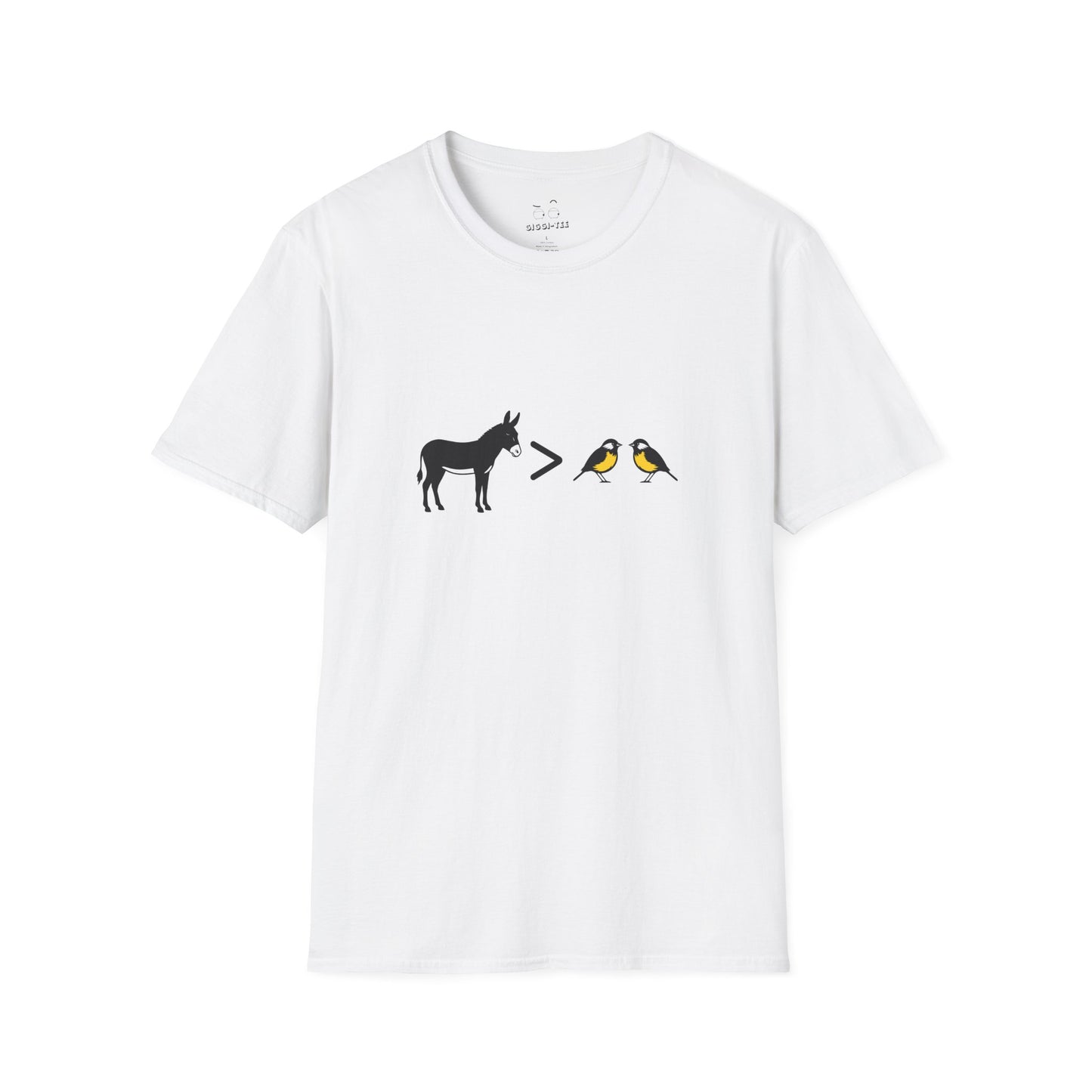Ass greater than tits funny donkey and bird pun shirt design
