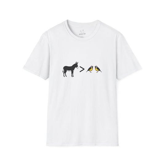Ass greater than tits funny donkey and bird pun shirt design