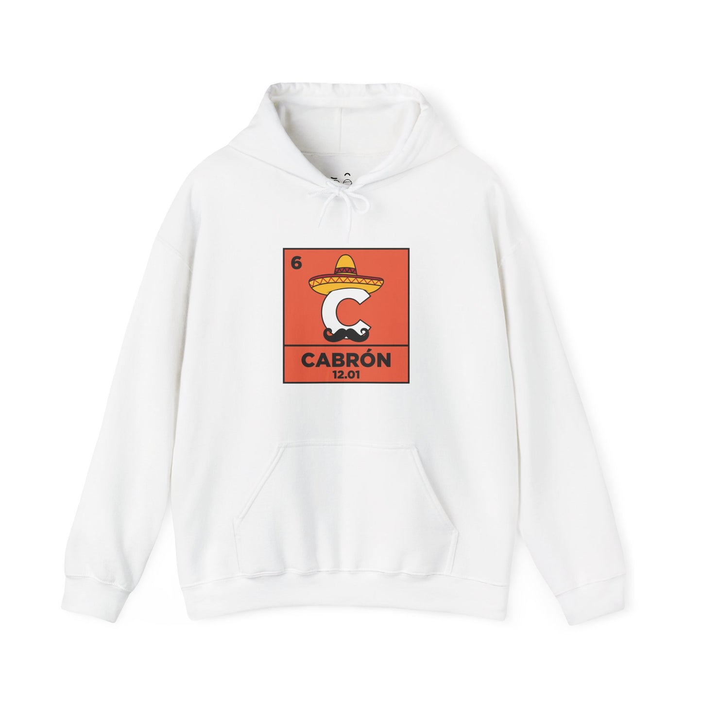 Cabron science parody hoodie featuring the carbon element with sombrero and mustache
