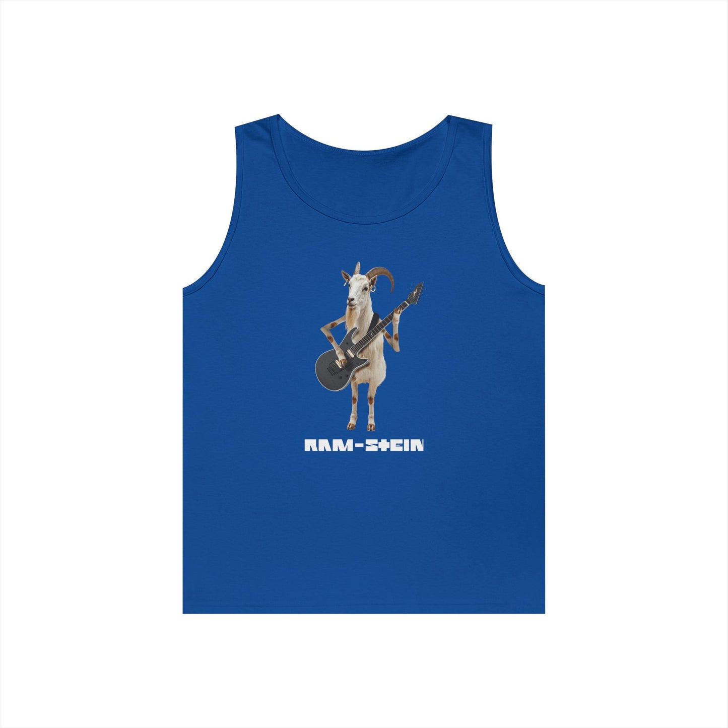 rammstein parody ram holding guitar funny tank top design