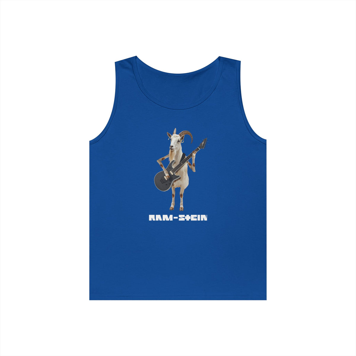 rammstein parody ram holding guitar funny tank top design