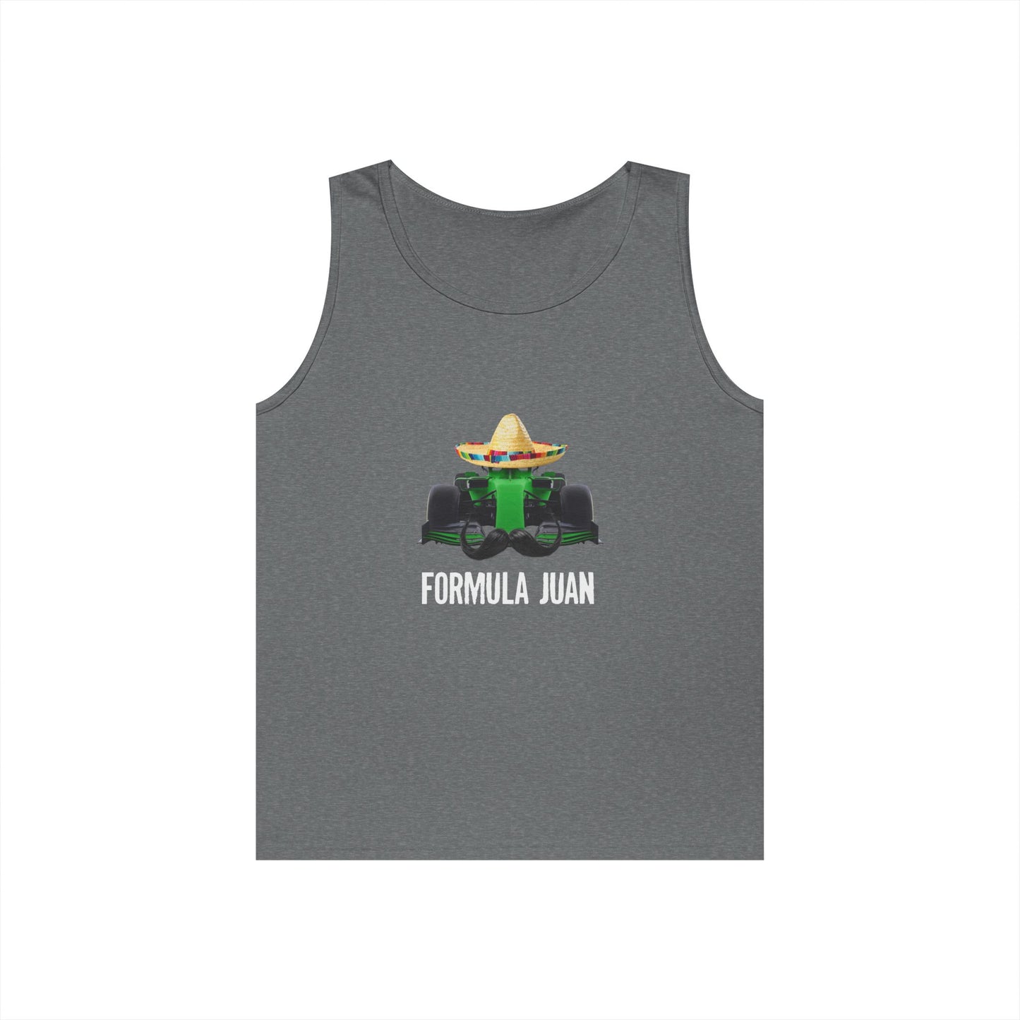 funny formula one car sombrero mustache Cinco de Mayo tank top Formula Juan