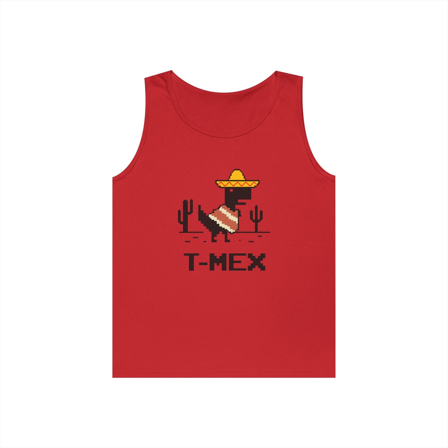 T-Mex Mexican T-Rex in sombrero and poncho 8-bit pixel art tank top