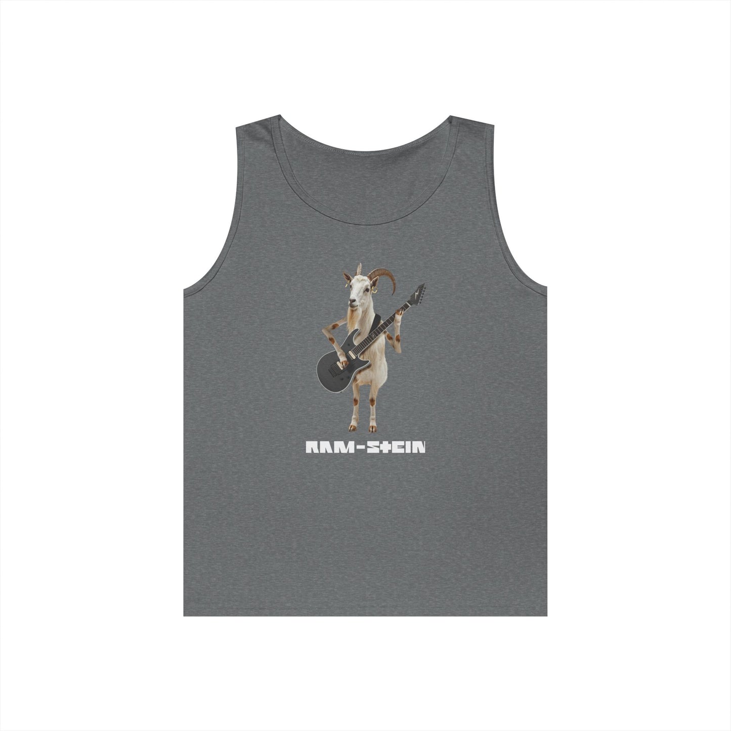 rammstein parody ram holding guitar funny tank top design