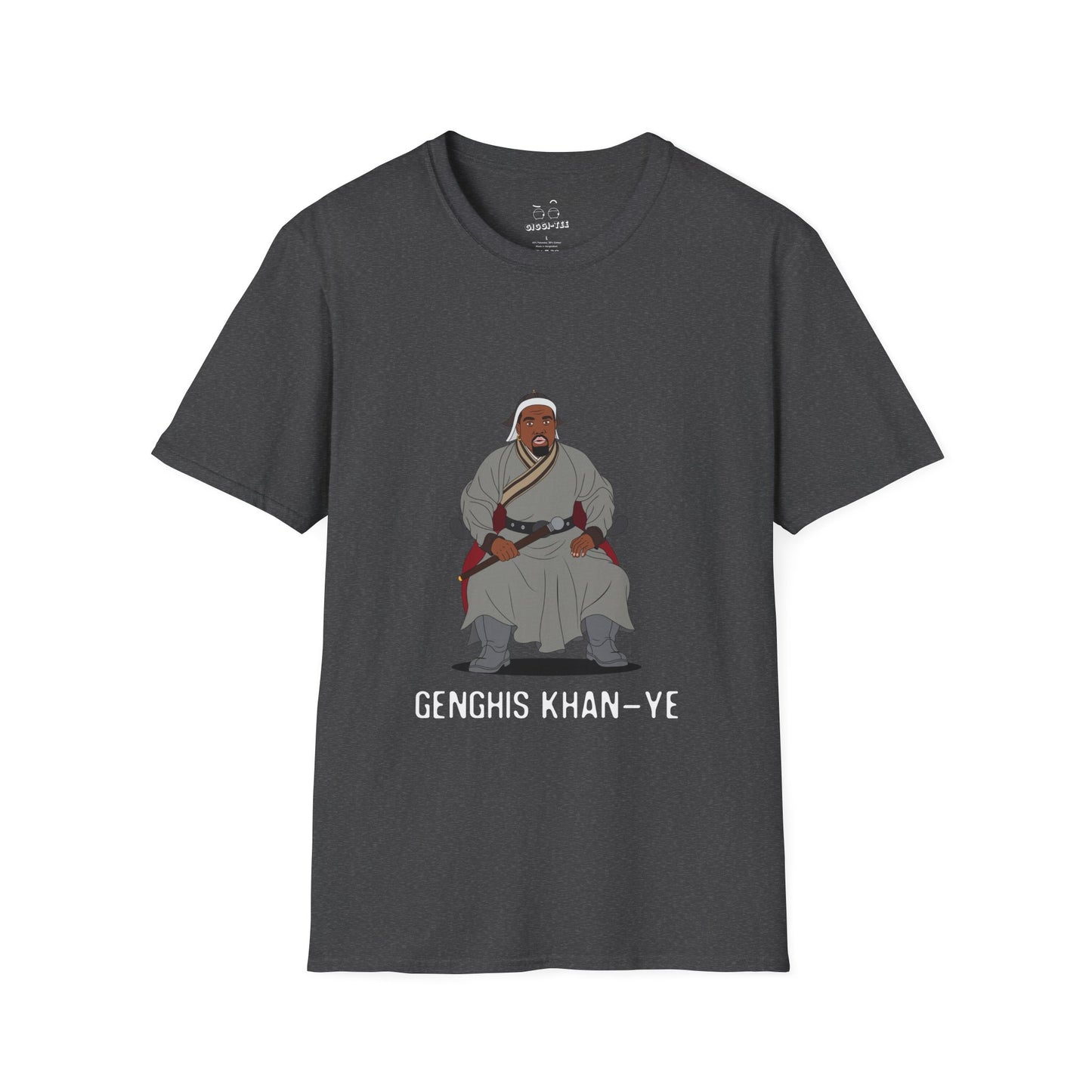 Genghis Khan Ye: Parody shirt illustration of Ye dressed as Genghis Khan in Mongolian armor. Funny hip hop culture pun.