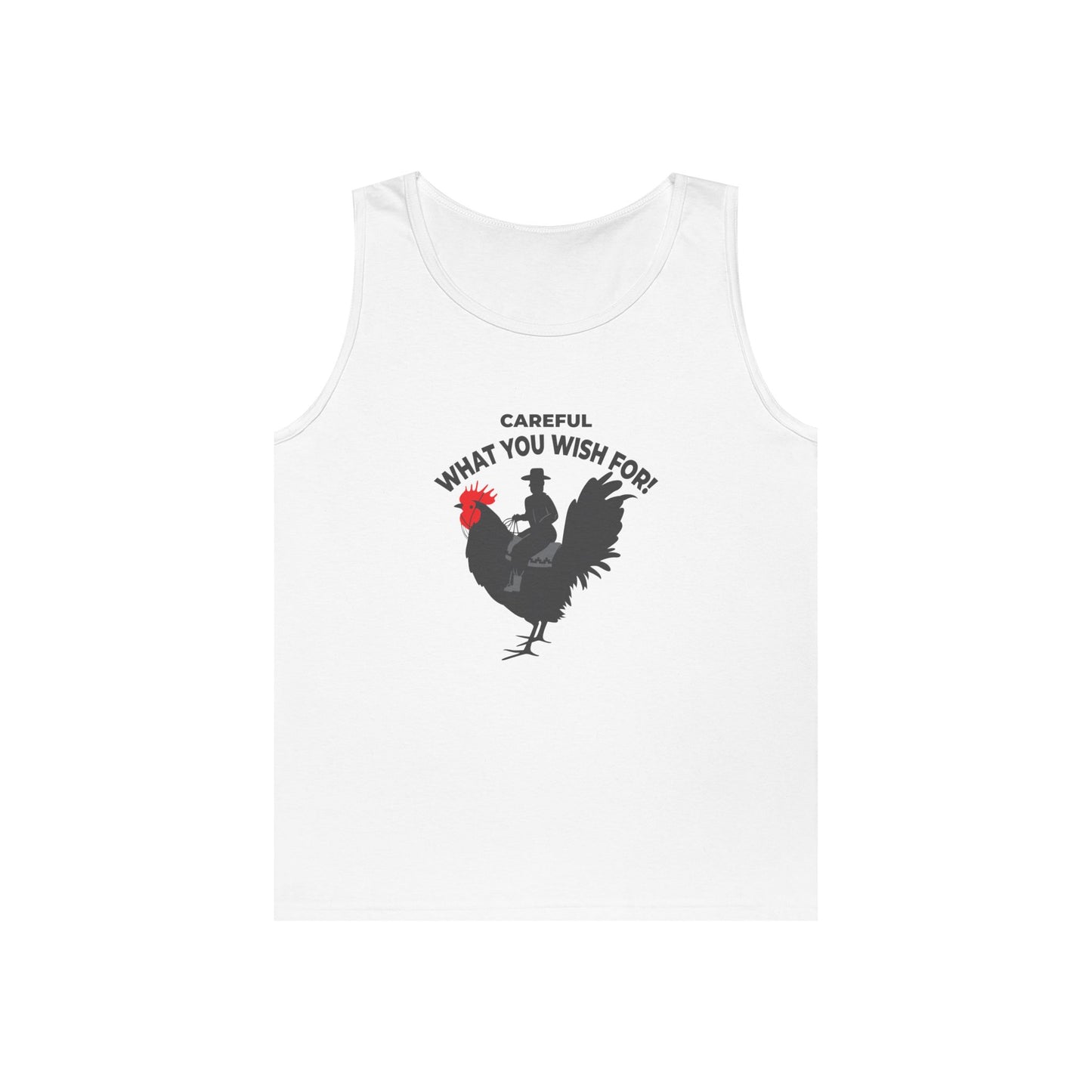 man riding giant rooster genie wish gone wrong funny big cock tank top design