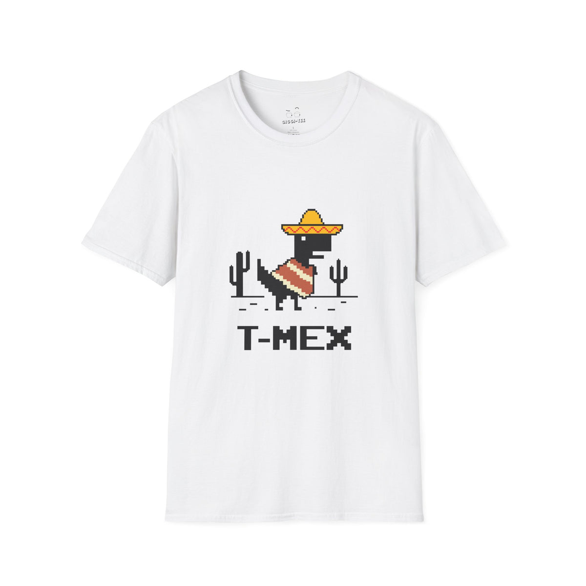 T-Mex Mexican T-Rex wearing a sombrero and poncho in 8-bit pixel art