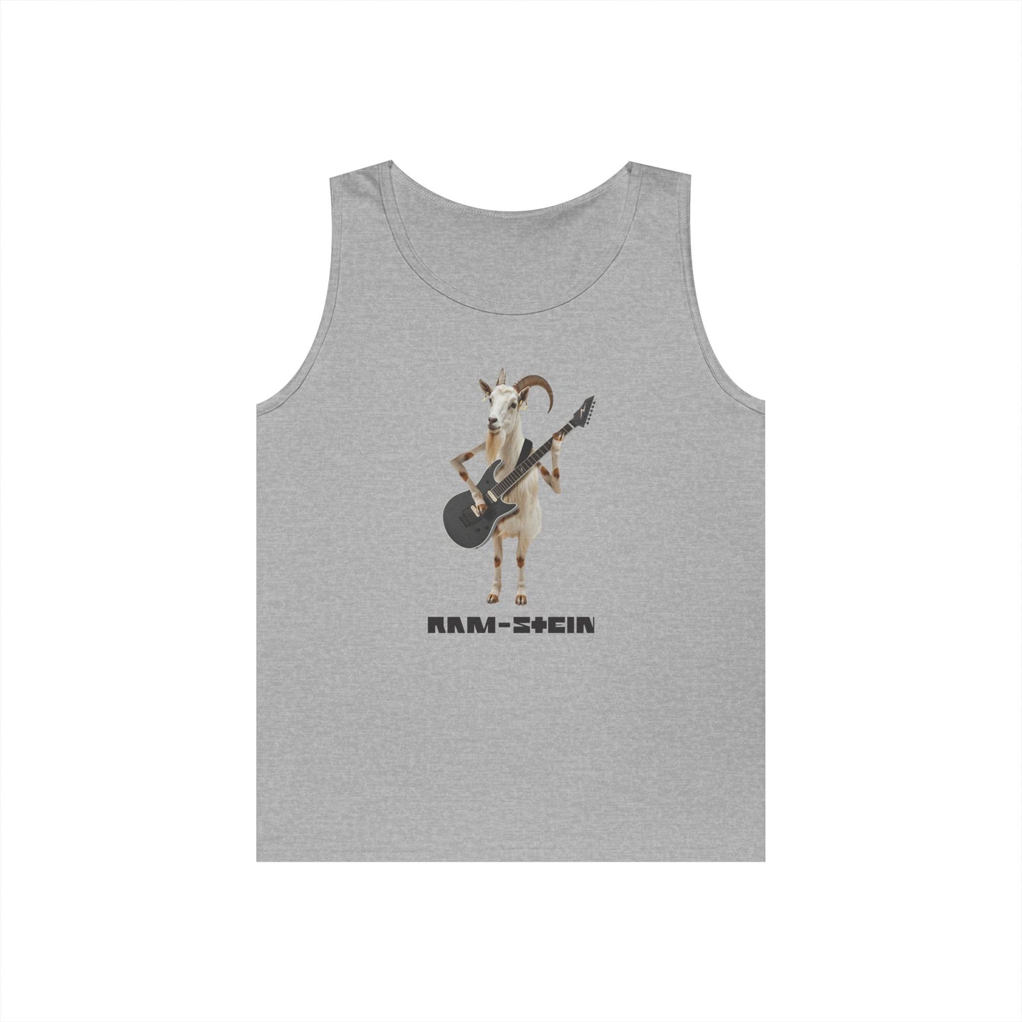 rammstein parody ram holding guitar funny tank top design