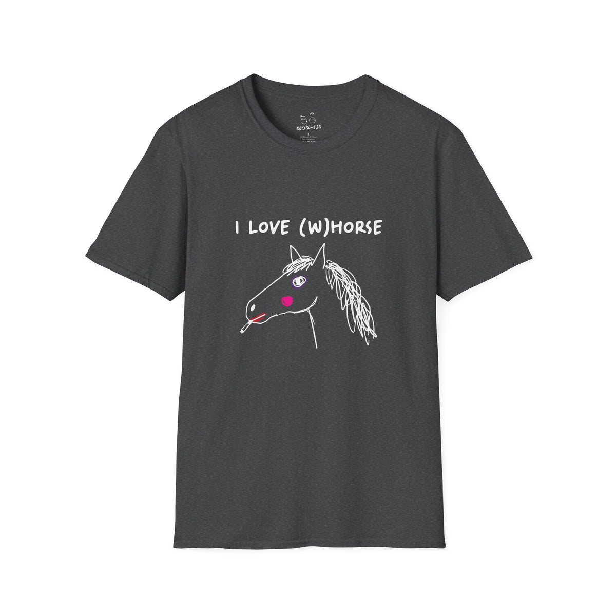 I Love (W)Horse funny hand-drawn horse smoking cigarette with makeup shirt
