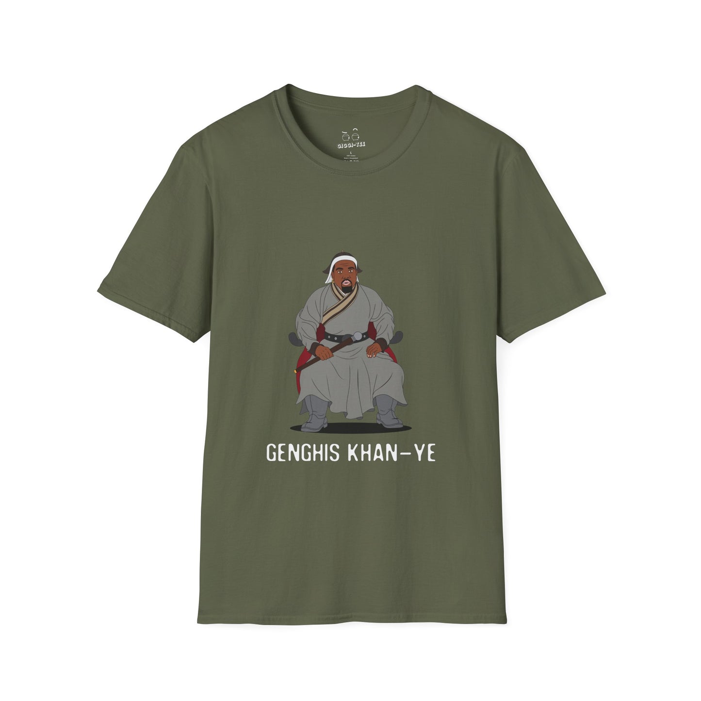 Genghis Khan Ye: Parody shirt illustration of Ye dressed as Genghis Khan in Mongolian armor. Funny hip hop culture pun.