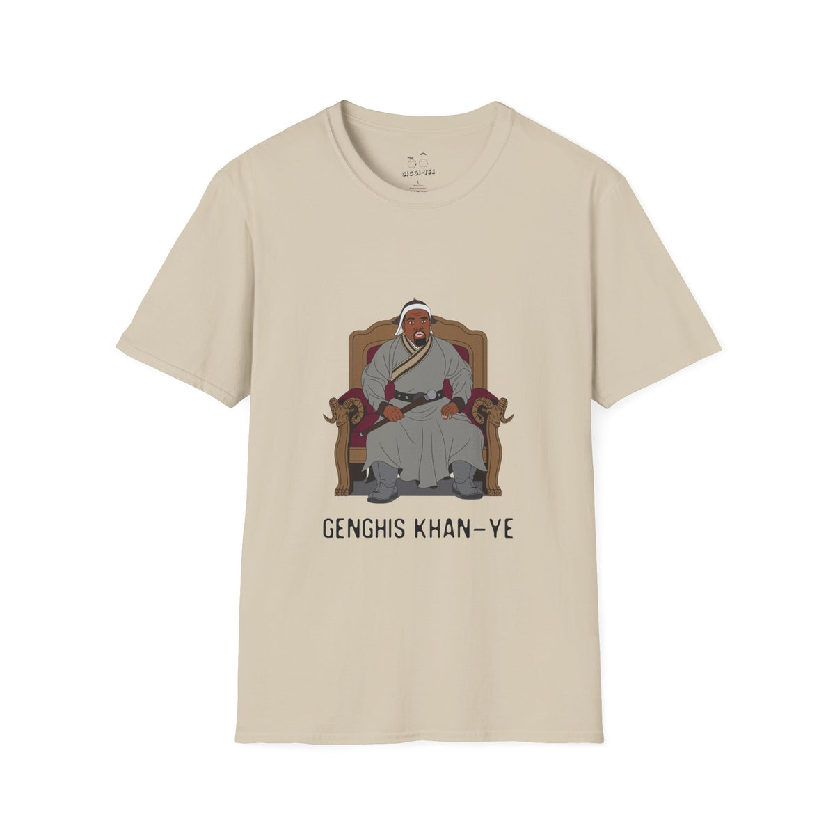 Genghis Khan Ye: Parody shirt illustration of Ye dressed as Genghis Khan in Mongolian armor. Funny hip hop culture pun.