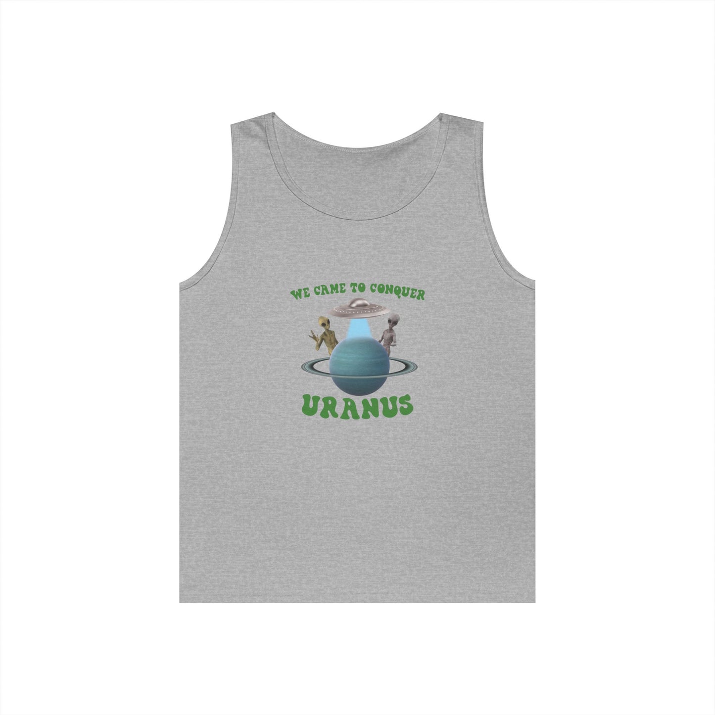 aliens near planet uranus funny space pun conquer uranus tank top