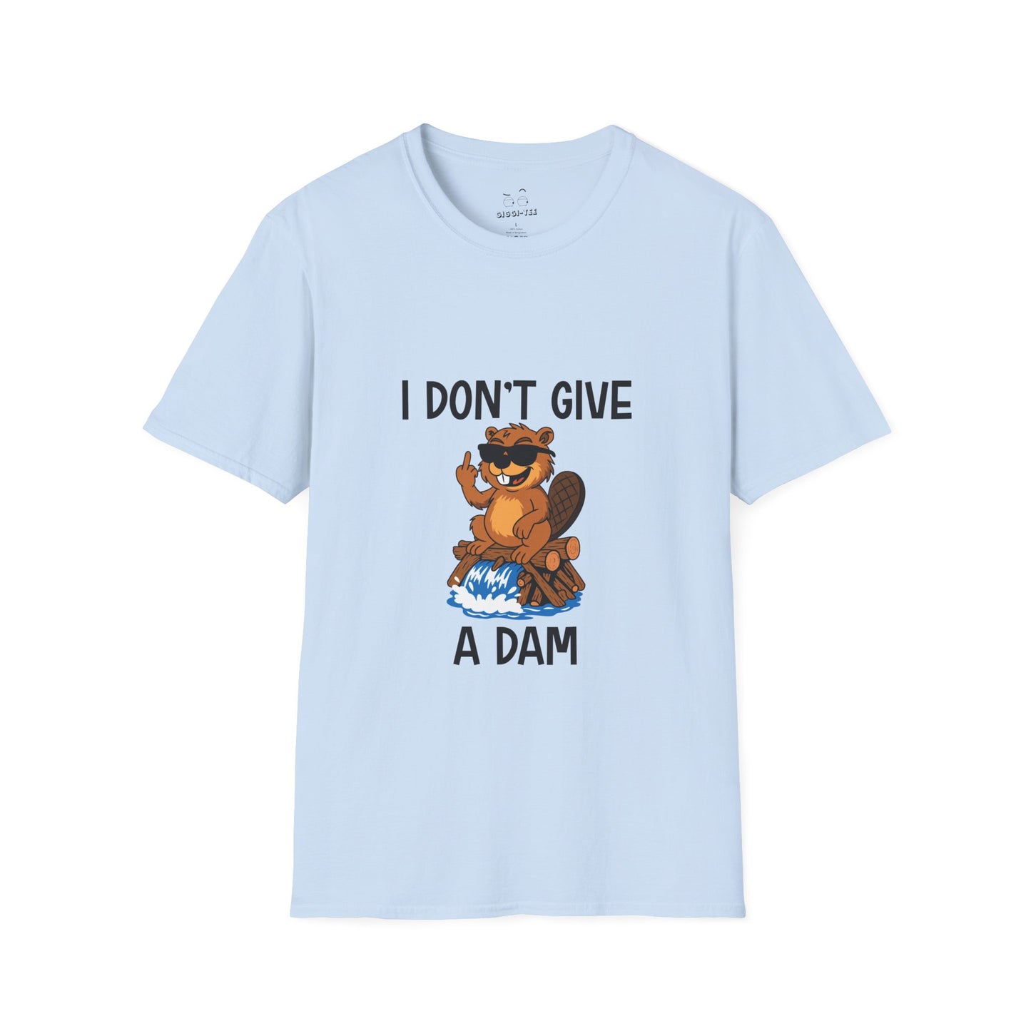 ‘I Don’t Give a Dam’ shirt featuring a cartoon beaver sitting on a dam and giving the middle finger.
