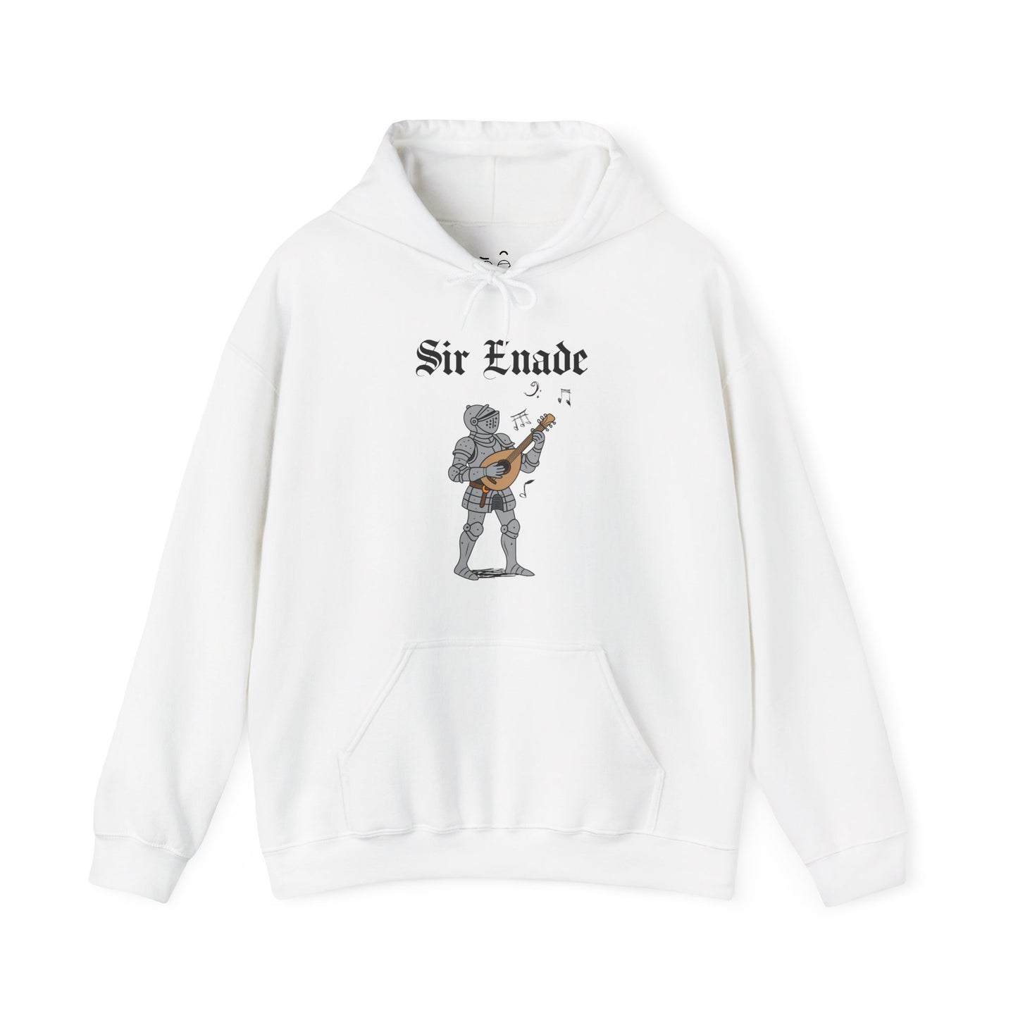 Sir Enade medieval hoodie featuring a knight playing a lute