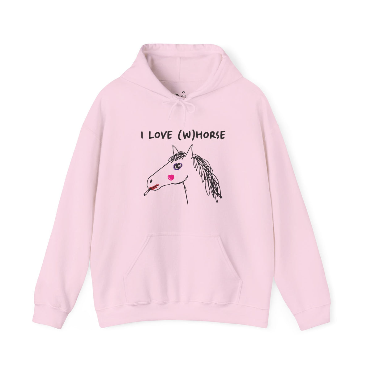 I Love (W)Horse funny smoking horse with makeup hand-drawn style hoodie