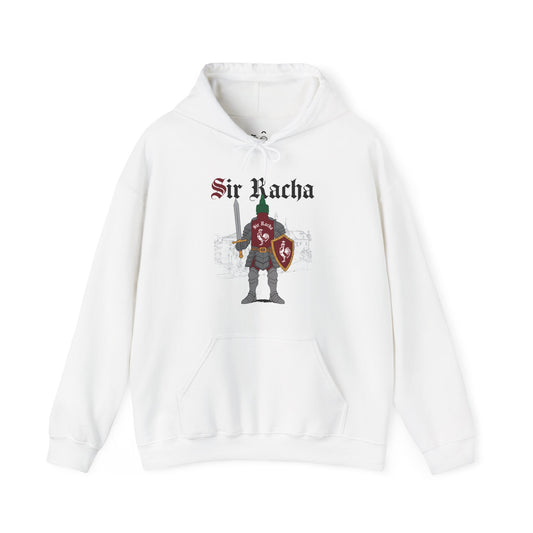 Sir Racha funny sriracha hot sauce bottle in medieval knight armor hoodie
