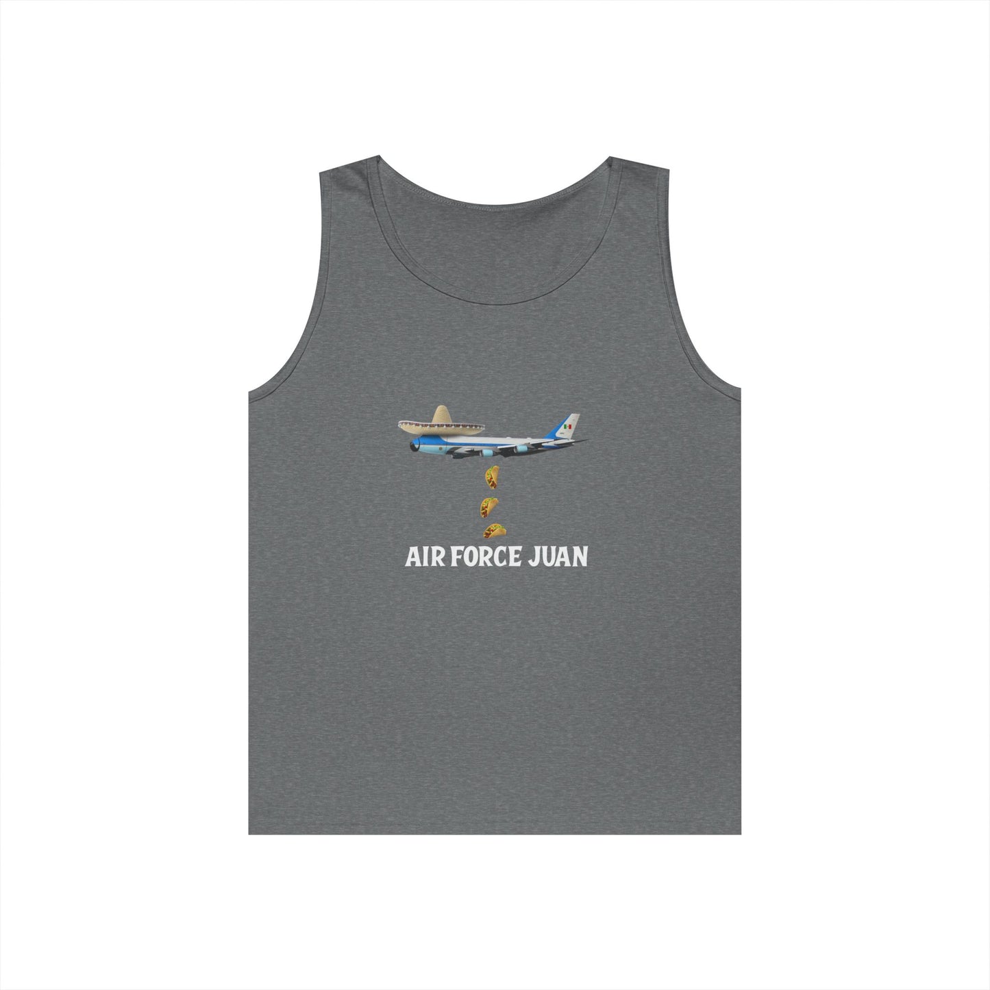 funny airplane taco drop sombrero mustache Cinco de Mayo tank top Air Force Juan