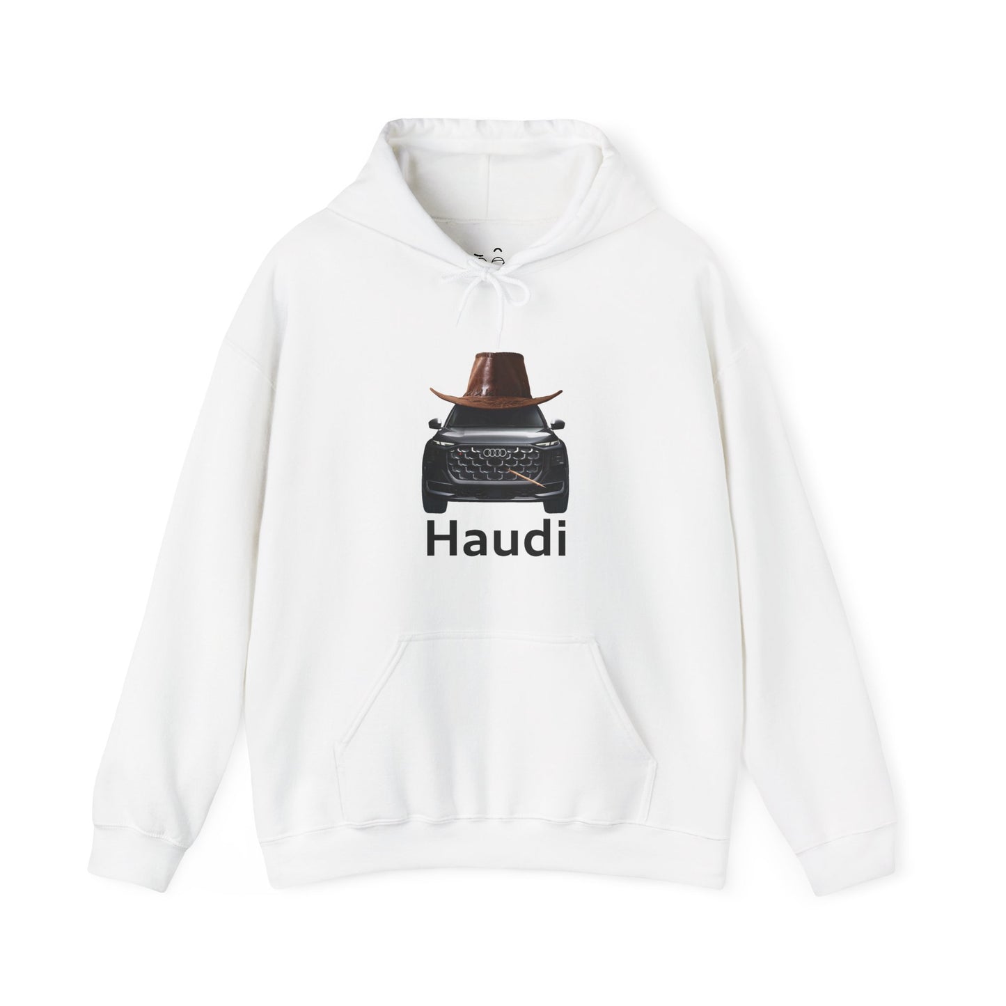 Haudi funny car hoodie with an Audi wearing a cowboy hat and toothpick