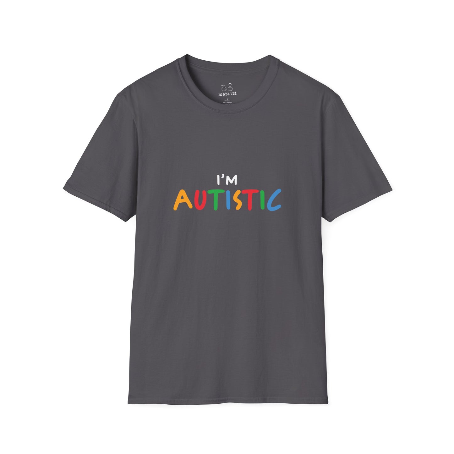 "I'm Autistic" funny statement shirt from a matching couple t-shirt set.