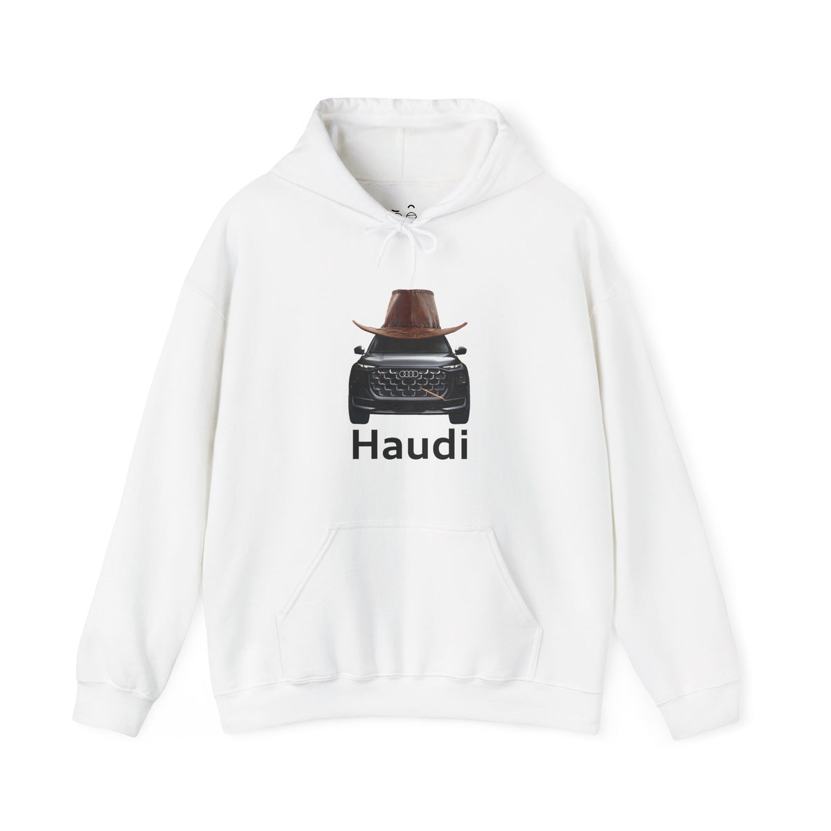 Haudi funny car hoodie with an Audi wearing a cowboy hat and toothpick