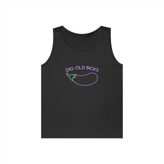 neon sign eggplant dig ol bicks parody funny tank top design