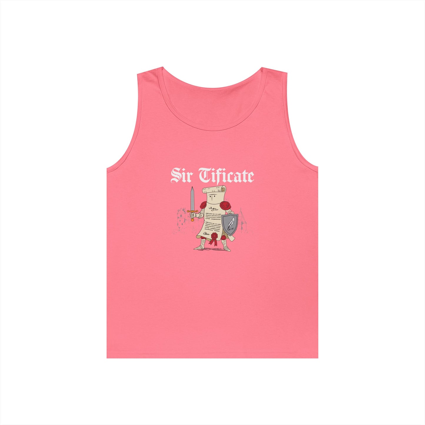 certificate wearing armor sir tificate pun funny medieval tank top design