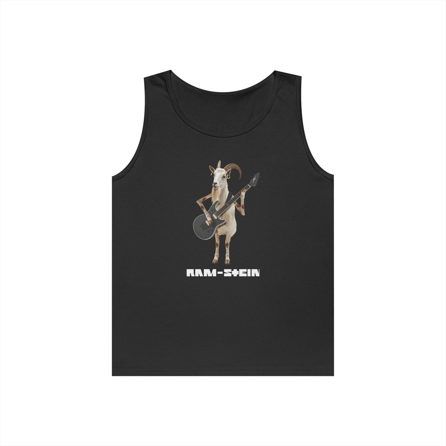 rammstein parody ram holding guitar funny tank top design