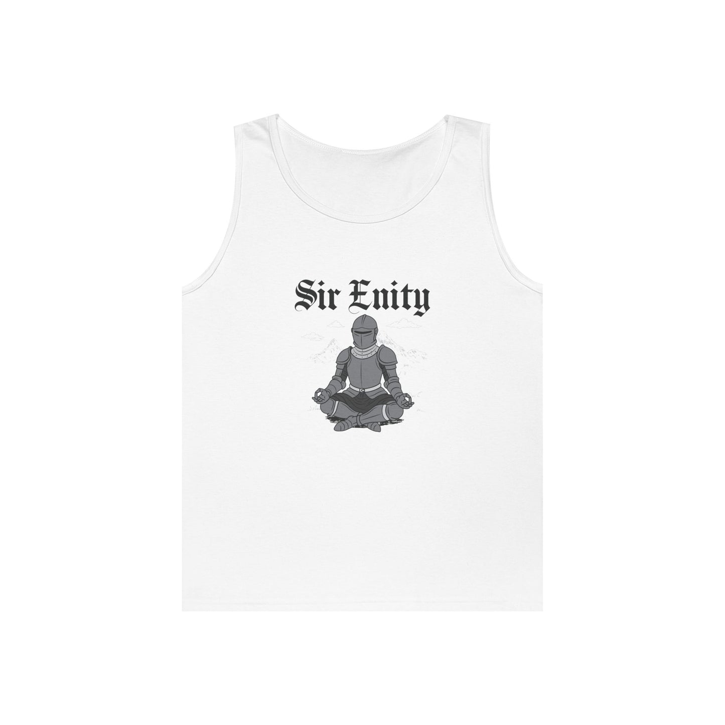 meditating knight in armor sir enity serenity pun tank top design