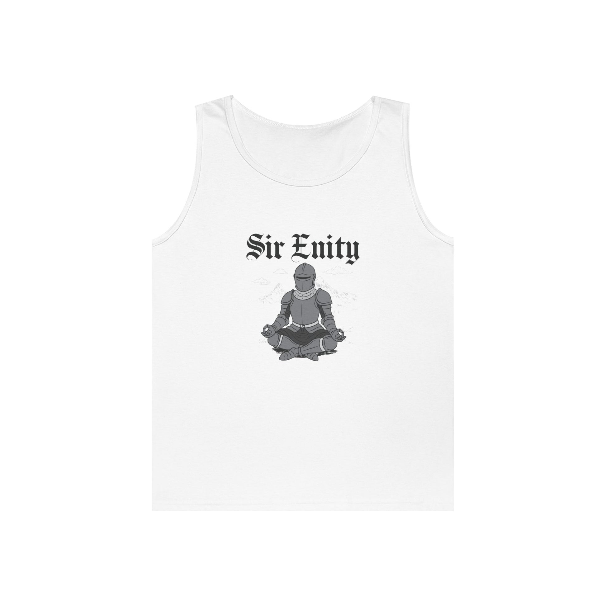 meditating knight in armor sir enity serenity pun tank top design