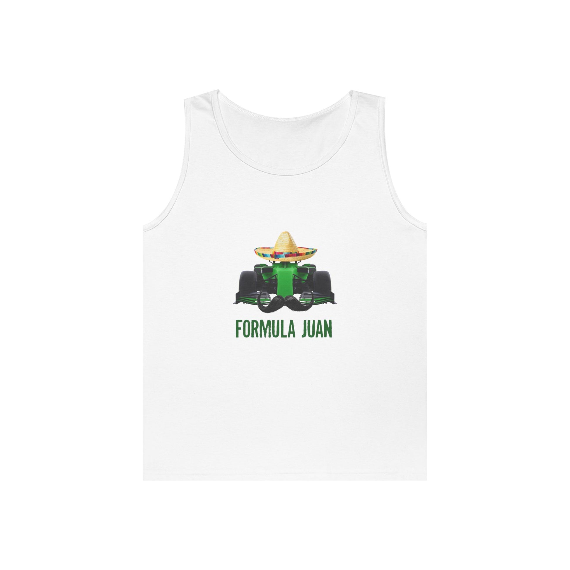 funny formula one car sombrero mustache Cinco de Mayo tank top Formula Juan