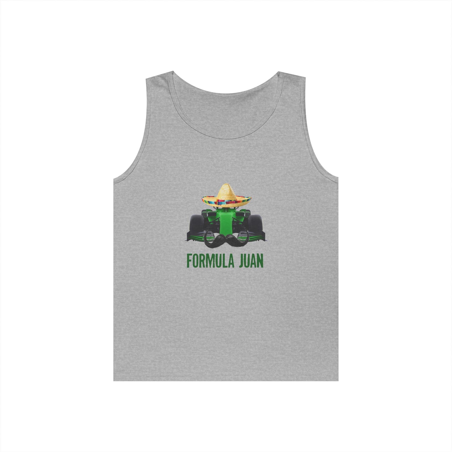 funny formula one car sombrero mustache Cinco de Mayo tank top Formula Juan