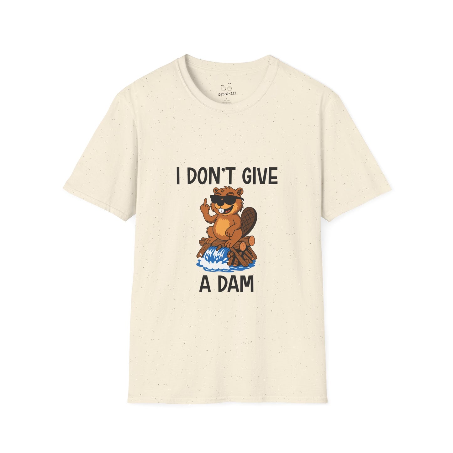 ‘I Don’t Give a Dam’ shirt featuring a cartoon beaver sitting on a dam and giving the middle finger.