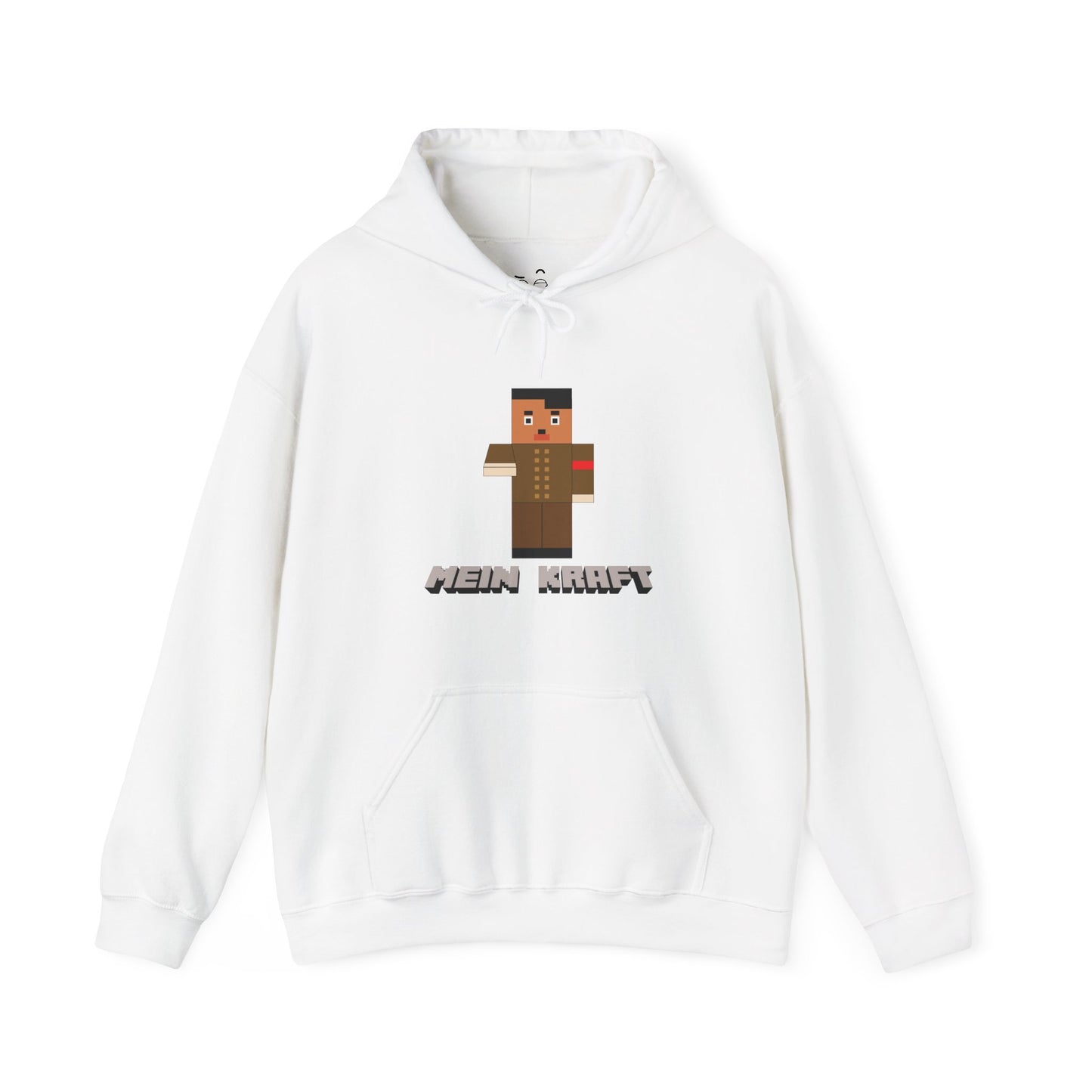 Mein Kraft parody hoodie featuring a Minecraft-style historical parody character in pixel-art design