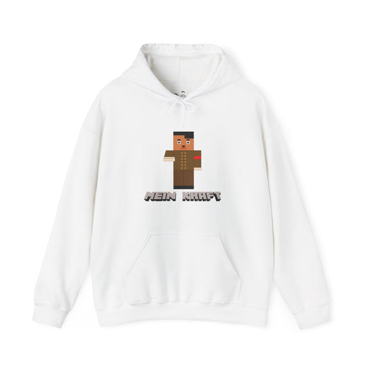 Mein Kraft parody hoodie featuring a Minecraft-style historical parody character in pixel-art design